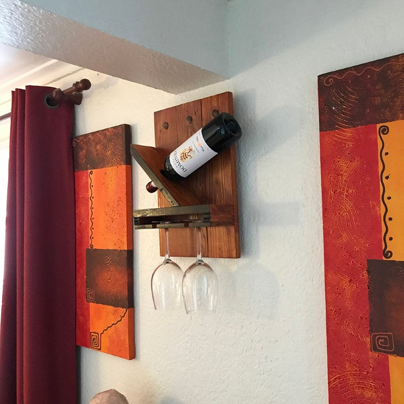 Repisa para 1 botella y 2 copas