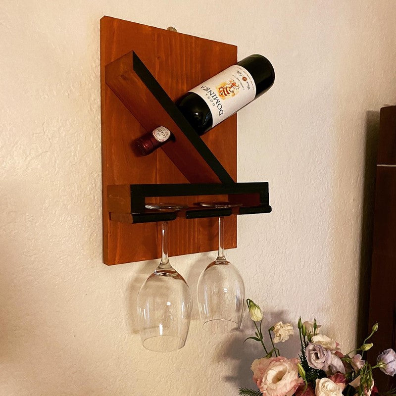 Repisa para 1 botella y 2 copas