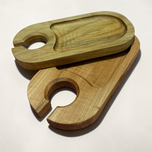 Tabla Porta Copa de Madera Nativa para Picoteo