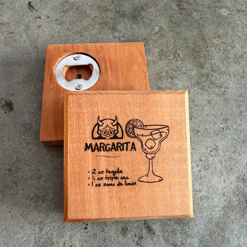 Posavasos de Roble con Destapador Estilo Cocktails