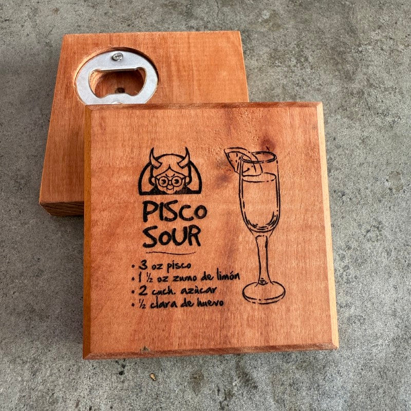 Posavasos de Roble con Destapador Estilo Cocktails