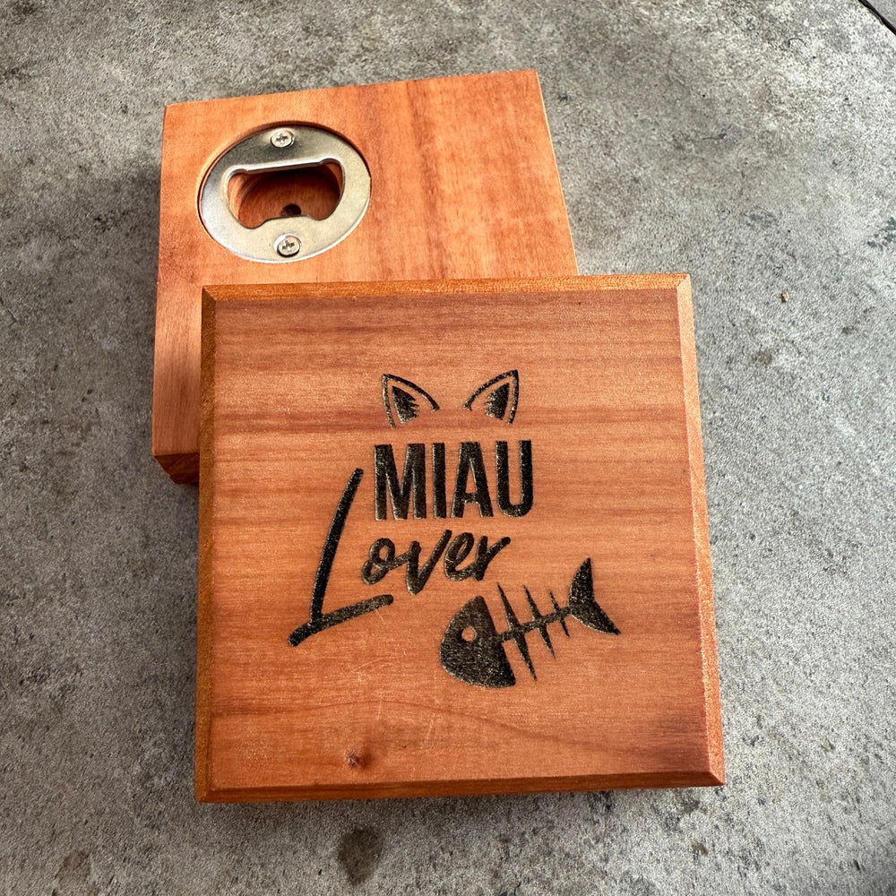Posavasos de Roble con Destapador Dog - Cat Lover