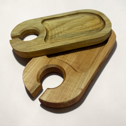 Tabla Porta Copa de Madera Nativa para Picoteo