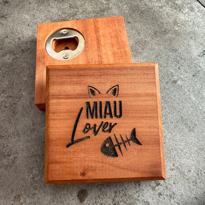Posavasos de Roble con Destapador Dog - Cat Lover